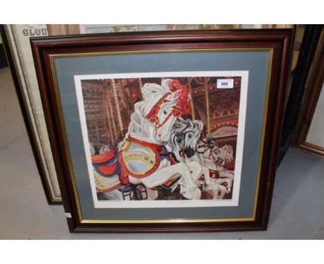 Roy Miller, artist signed Limited Edition colour print ' The Carousel ', 13.5ins x 14.5ins, framedIn good condition 