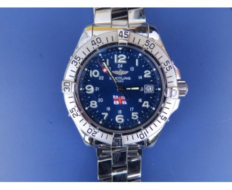 A boxed gent's stainless steel Breitling Super Ocean bracelet wrist watch  RNLI Limited Edition A17360  18/50 with original g