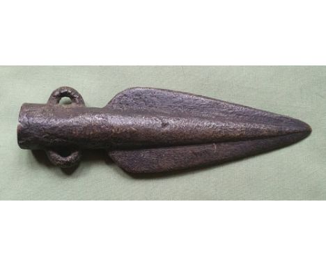 A bronze spear head, 6".