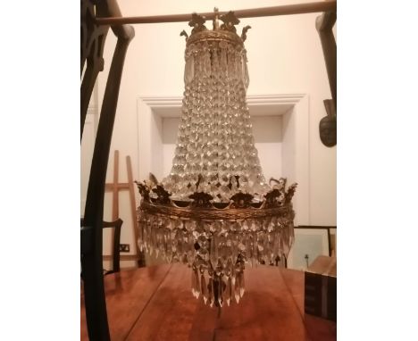 A Regency style gilt bronze C L lustre drop light fitting,  26" high.