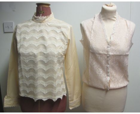 Collection of vintage and early 20th Century clothing and nightwear to include; a peach colour Mister Linney blouse with lace