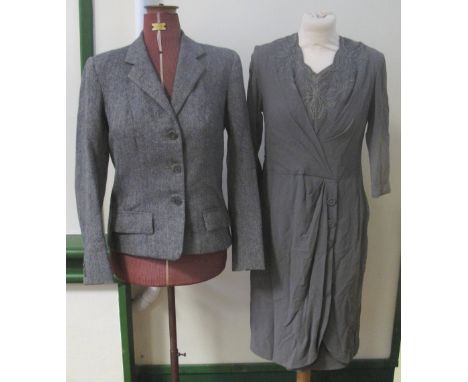 A ladies tweed 40's/50's jacket by Castell &amp; Son Oxford tailors, together with a 1940's vintage green/grey beaded crepe d