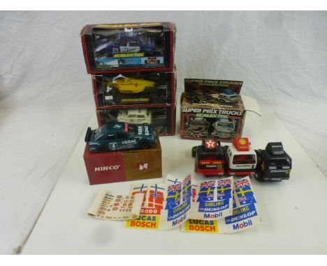 Four boxed Scalextric slot cars to include C478 Mini Cooper Mobil, C424 Ford Cosworth Mondeo, C534 Pennzoil and C387 RMS Truc