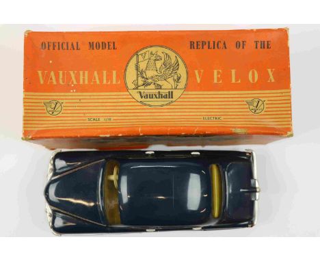 Boxed V Models 1:18 scale Vauxhall Velox electric model in dark blue, vg