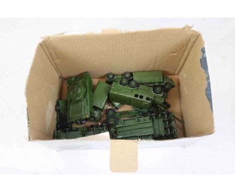 13 Dinky diecast military vehicles and artillery models to include 689 Medium Artillery Tractor, 660 Tank Transporter, 651 Ce