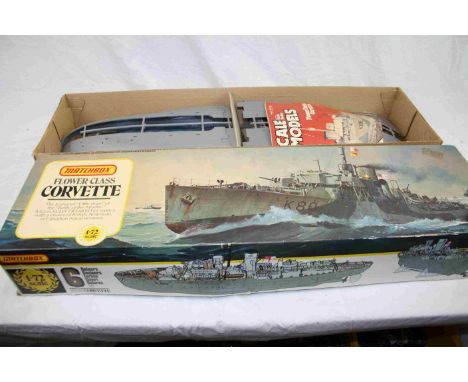 Boxed Matchbox 1:72 scale Flower Class Corvette plastic model kit, unmade, appears complete, with instructions