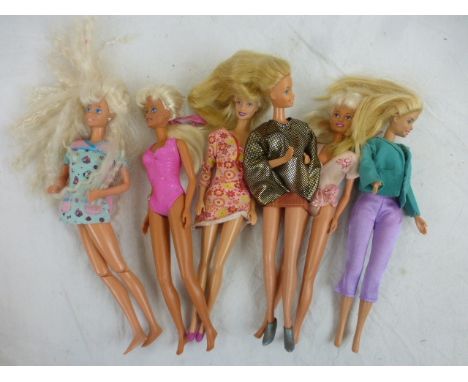 Six Mattel Barbie dolls circa 1980s/90s