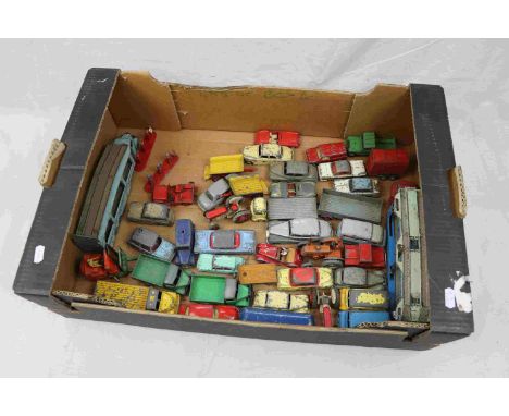 Collection of 40 vintage diecast play worn models to include Corgi and Dinky featuring Dinky Car Transporter, Corgi Transport