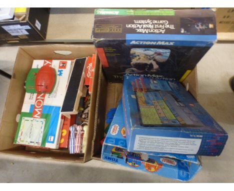 Collection of toys to include Monopoly, skittles, Hocus Pocus, Roulette, Mastermind, Tomy Thomas the Tank Engine Action Max g