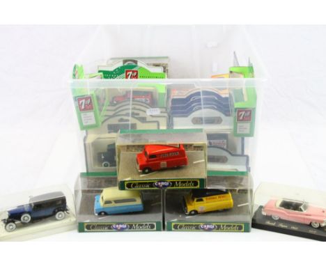 Collection of 46 boxed diecast models to include 10 x Corgi Classics, Welly London Taxi, 2 x Solido age d'or, 4 x Oxford, 29 