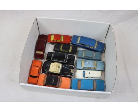 12 Vintage diecast and plastic model vehicles to include Corgi, Matchbox, Dinky and 1 x Galanite Sweden