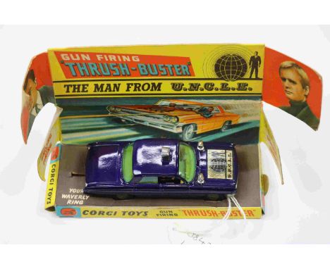 Boxed Corgi  No.497 The Man From UNCLE Gun Firing "Thrush Buster" diecast model with both figures, no ring, box slightly tatt