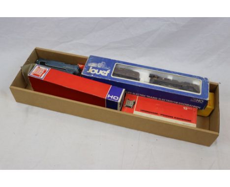 Group of HO scale model railway to include 4 boxed locomotives (Jouef 8334, Jouef 8252, Jouef 831 and Liliput 283 Power Car) 