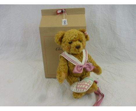 Boxed Steiff Teddy Bear "Christopher" from the Cherished Teddies series, Limited Edition Blonde with certificate and approx 3