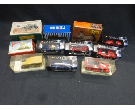 10 Boxed diecast and tin plate models to include Ziss modell BP Tanker 1924, Solido x 2, Dinky 561 Blaw Knox Bulldozer (play 