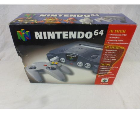 Boxed Nintendo 64 to include Nintendo Console, Mario Kart game, Power Cable, Game Master controller, unchecked (No.NUS S HF)