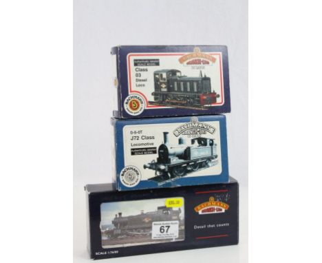 Three boxed Bachmann OO gauge locomotives to include 32135Z 4575 Tank 5553 BR lined green l/crest, 31052 0-6-0T J72 Class and