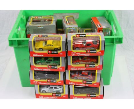 Collection of 36 boxed 1:43 Burago diecast models to include 4115 Dodge Viper, 4107 Ferrari GTO Rally, 4137 Lamborhini Counta