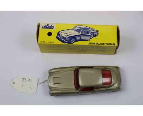 Boxed Solido 130 Aston Martin Vantage in metallic silver green with red interior, diecast excellent, box vg