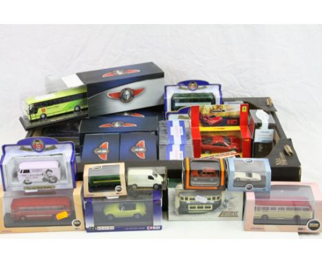 Collection of approx 25 boxed diecast models to include 5 x Atlas Editions Classic Coaches Collection 4642101, 4642102, 46421