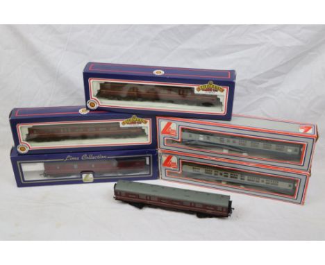 Five boxed OO gauge items of rolling stock to include Bachmann x 2 (34150 &amp; 34175) and Lima x 3 (305313W, 305335W &amp; 3