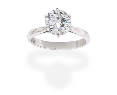DIAMOND SINGLE-STONE RINGThe brilliant-cut diamond, weighing 2.11cts, ring size approx. OFor further information on this lot 