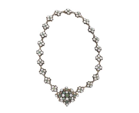 NEO-RENAISSANCE AUSTRO-HUNGARIAN EMERALD AND MOTHER-OF-PEARL NECKLACE, LATE 19TH CENTURYDesigned as series of mother-of-pearl