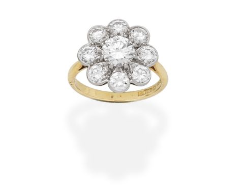DIAMOND CLUSTER RINGOf flowerhead design, set with brilliant-cut diamonds, diamonds approx. 2.15cts total, ring size approx. 