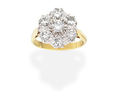DIAMOND CLUSTER RINGSet with brilliant-cut diamonds, diamonds approx. 1.15cts total, ring size approx. OFor further informati