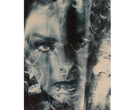 Alistair Thain, blue toned gelatin silvered print, self portrait, 40cm x 33cm