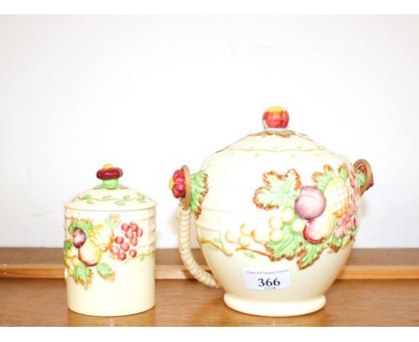 A matching Wilkinson biscuit barrel and preserve pot