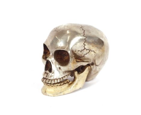A plated skull ornament
