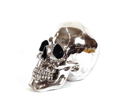 A silvered skull ornament
