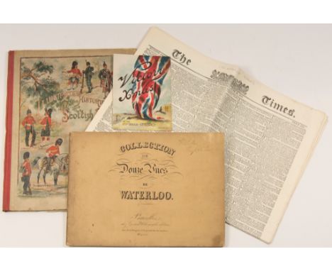 Military interestCollection De Douze Vues de Waterloo, Brussels (1842), being a collection of lithographs together with a fol