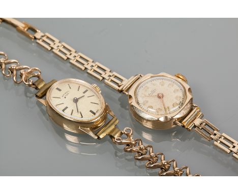 GROUP OF TWO LADY'S NINE CARAT GOLD COCKTAIL WATCHES
one an early twentieth century Bentima Star example in round case with r