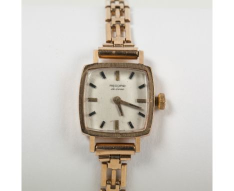 LADY'S NINE CARAT GOLD REOCRD OF LONGINES COCKTAIL WATCH
circa 1970s, signed manual wind calibre 620 seventeen jewels movemen