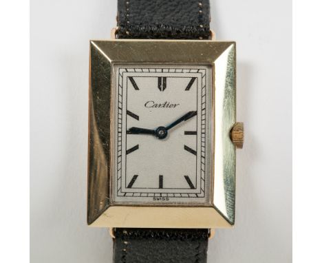 GENTLEMAN'S FOURTEEN CARAT GOLD DATUM WRISTWATCH WITH CARTIER DIAL
circa 1930s, signed seventeen jewels Datum manual wind mov