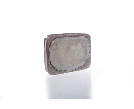 CONTINENTAL SILVER AND MOTHER OF PEARL CARD CASEunmarked, possibly Dutch, of rectangular form, hinged lid engraved with scrol