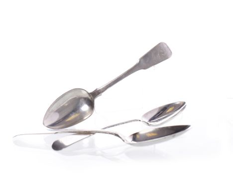 THREE 19TH CENTURY SCOTTISH PROVINCIAL SILVER FIDDLE PATTERN TABLE SPOONSmaker Alexander MacLeod, Inverness, active circa 181
