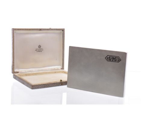 ATTACTIVE ART DECO SILVER CIGARETTE CASEmaker Asprey & Co Ltd, London 1934, Silver Jubilee mark, of rectangular form with che