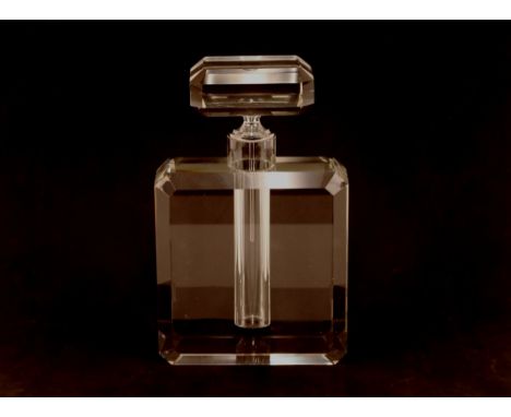 An Art Deco design heavy glass flask, 26cm high