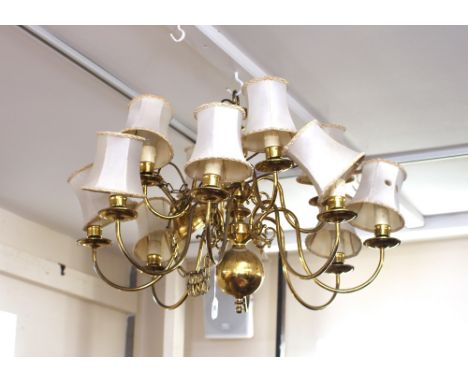 A Dutch style brass 8 branch chandelier