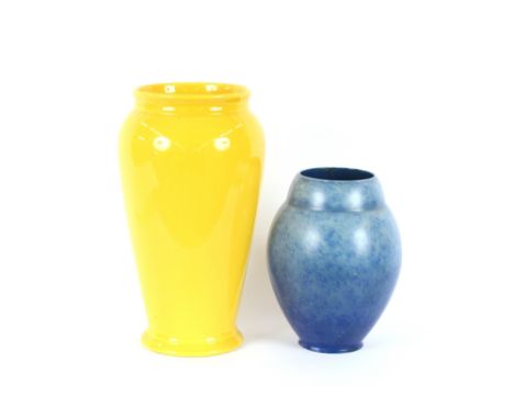 A large Carltonware baluster vase, blue glazed, 29cm high; and a large decorative yellow glazed baluster vase 41cm high