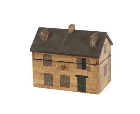 A tea caddy in the form of a house, 26cm wide x 22cm high