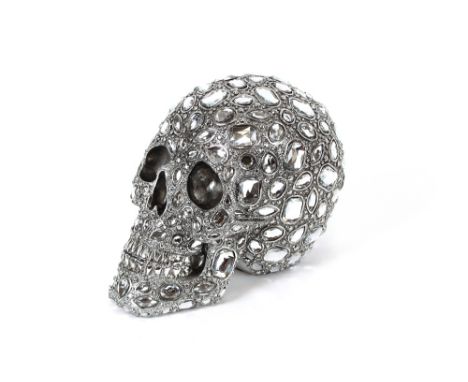A decorative diamanté skull, 26cm long x 20cm high