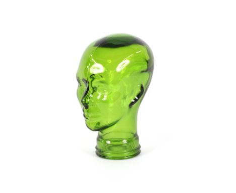 An Art Deco design green glass mannequin head, 28cm high