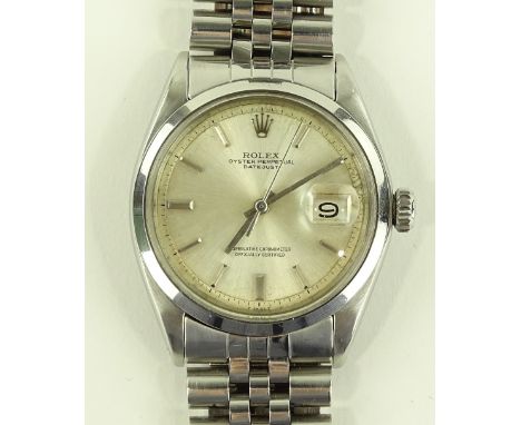 A gent's Vintage Rolex Oyster Perpetual Datejust wristwatch, stainless steel cased, with Jubilee bracelet and rare pie-pan di