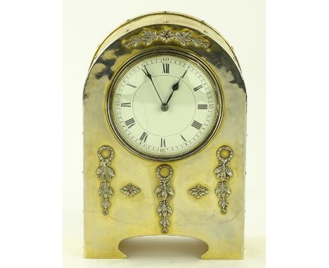 A French electroplate dome top mantel clock, circa 1910, 8-day movement, height 21cm
