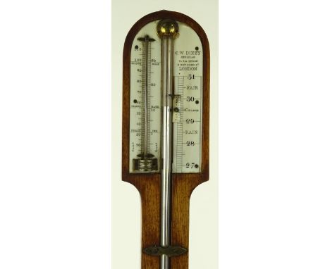 A Victorian mahogany stick barometer, with engraved ivory dial, by C.W. Dixie of London, length 93cm