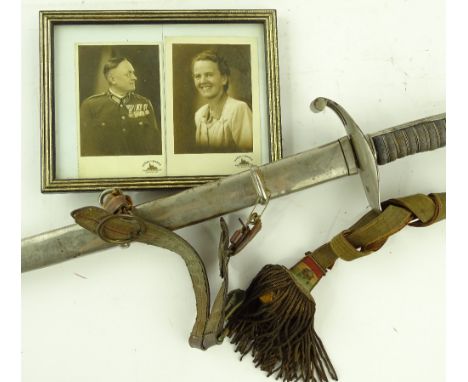 A Hungarian Officer's dress sword, blade etched "Selbst 1st Der Mann" and "18 August 1810", nickel plate hilt with shagreen g